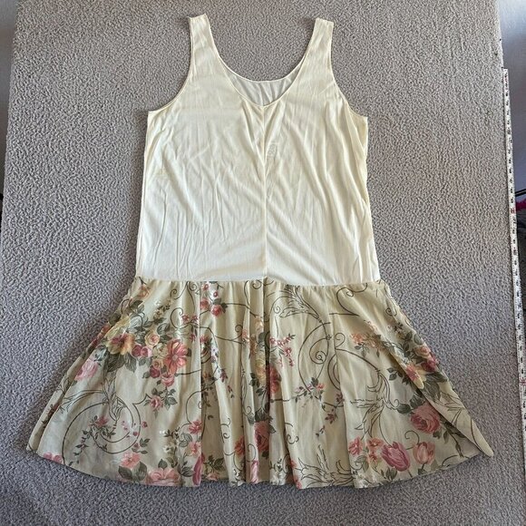 Vintage 70s Slip Dress Lingerie Sheer Floral Tier Cream Ivory Pink - Picture 8 of 13